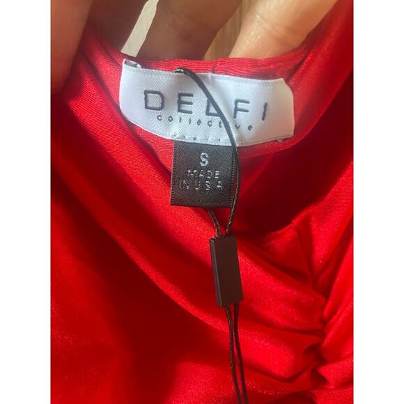 NWT Delfi Collective Rushed V neck  Marilyn Red Holiday Valentine Dress Small - Picture 10 of 10